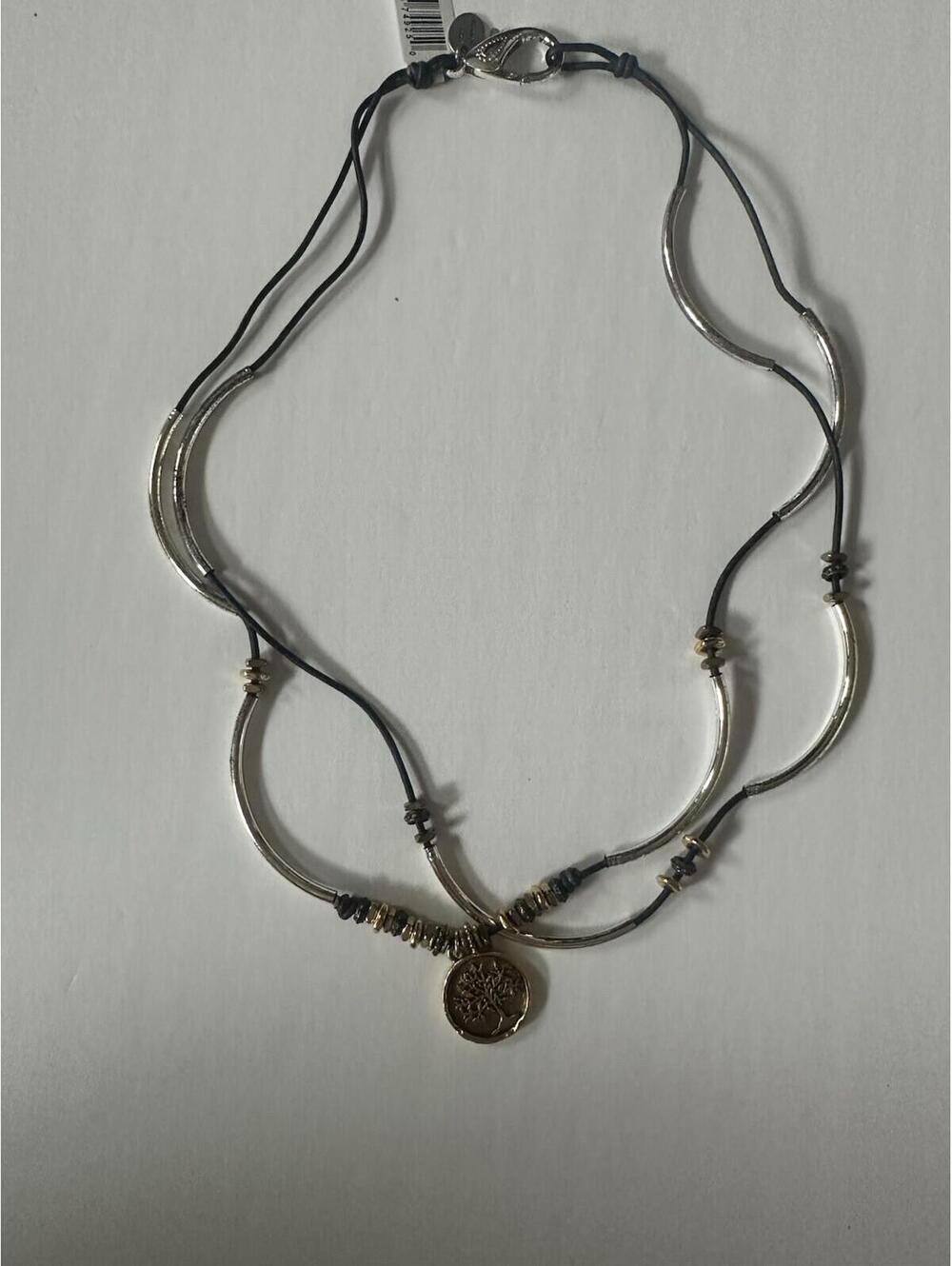 Lizzy James Silver Tone/ Gold Accent Tree of Life Pendant Necklace NWT